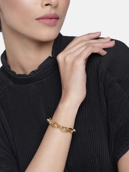 Estele - Gold Plated Trendy Rectangle Link Designer Bracelet for Women